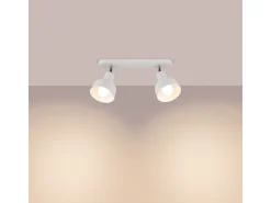 Lámparas de techo Zenda desván de acero - 2 fuentes luminosas 4000K - L.47 x A.18,5 cm - blanco