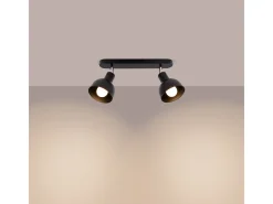 Lámparas de techo Zenda desván de acero - 2 fuentes luminosas 4000K - L.47 x A.18,5 cm - negro