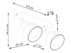 Lámparas de techo Zenda desván de acero - 2 fuentes luminosas 3000K - L.47 x A.18,5 cm - negro