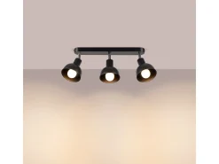 Lámparas de techo Zenda desván de acero - 3 fuentes luminosas 4000K - L.59 x A.18,5 cm - negro