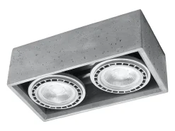Lámparas de techo Zentra industrial de concreto - 2 fuentes luminosas 4000K - L.27 x A.9 cm - gris