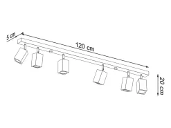 Lámparas de techo Zezu escandinavo de madera - 6 fuentes luminosas 4000K - L.120 x A.20 cm - roble