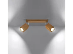 Lámparas de techo Zezu escandinavo de madera - 2 fuentes luminosas 4000K - L.30 x A.20 cm - roble