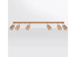 Lámparas de techo Zezu escandinavo de madera - 6 fuentes luminosas 3000K - L.120 x A.20 cm - roble