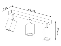 Lámparas de techo Zezu escandinavo de madera - 3 fuentes luminosas 4000K - L.45 x A.20 cm - roble