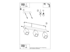 Lámparas de techo Zezu escandinavo de madera - 3 fuentes luminosas 4000K - L.45 x A.20 cm - roble