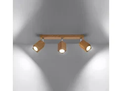 Lámparas de techo Zezu escandinavo de madera - 3 fuentes luminosas 4000K - L.45 x A.20 cm - roble