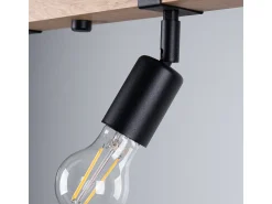 Lámparas De Techo Zuca Moderno De Acero/Madera - 4 Fuentes Luminosas - L.89 X A.14 Cm - Madera Negra