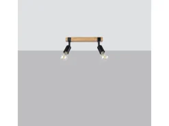 Lámparas De Techo Zuca Moderno De Acero/Madera - 2 Fuentes Luminosas - L.38 X A.14 Cm - Madera Negra