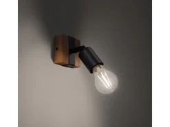 Lámparas De Techo Zuca Moderno De Acero/Madera - 1 Fuentes Luminosas - L.14 X A.11 Cm - Madera Negra