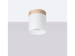 Lámparas de techo Zyn escandinavo de madera/aluminio - 1 fuentes luminosas 3000K - L.12 x A.14 cm - blanco/madera natural