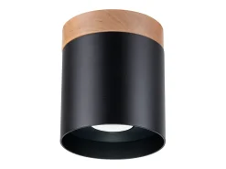 Lámparas de techo Zyn escandinavo de madera/aluminio - 1 fuentes luminosas 3000K - L.12 x A.14 cm - negro/madera natural
