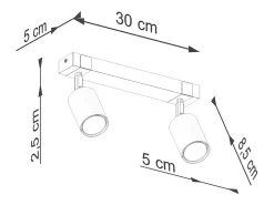 Lámparas de techo Zynelix escandinavo de acero/madera natural - 2 fuentes luminosas 3000K - L.38 x A.17,2 cm - negro/madera natural