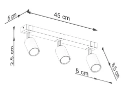 Lámparas de techo Zynelix escandinavo de acero/madera natural - 3 fuentes luminosas 3000K - L.54 x A.17,2 cm - negro/madera natural