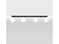 Lámparas de techo Zynfi moderno de acero/vidrio - 4 fuentes luminosas 3000K - L.88 x A.14,5 cm - negro