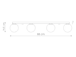 Lámparas de techo Zynfi moderno de acero/vidrio - 4 fuentes luminosas 3000K - L.88 x A.14,5 cm - negro