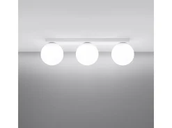 Lámparas de techo Zynfi moderno de acero/vidrio - 3 fuentes luminosas 4000K - L.50 x A.14,5 cm - blanco