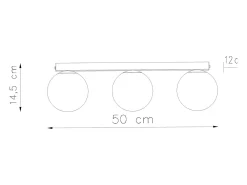 Lámparas de techo Zynfi moderno de acero/vidrio - 3 fuentes luminosas 4000K - L.50 x A.14,5 cm - blanco