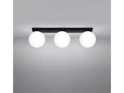 Lámparas de techo Zynfi moderno de acero/vidrio - 3 fuentes luminosas 4000K - L.50 x A.14,5 cm - negro