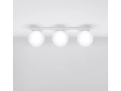 Lámparas de techo Zynfi moderno de acero/vidrio - 3 fuentes luminosas 3000K - L.50 x A.14,5 cm - blanco