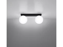 Lámparas de techo Zynfi moderno de acero/vidrio - 2 fuentes luminosas 4000K - L.34,5 x A.14,5 cm - negro