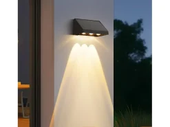 Lámparas solares NETTLIFE para exteriores - 2 apliques solares LED de pared para exteriores, 3000 K, blanco cálido