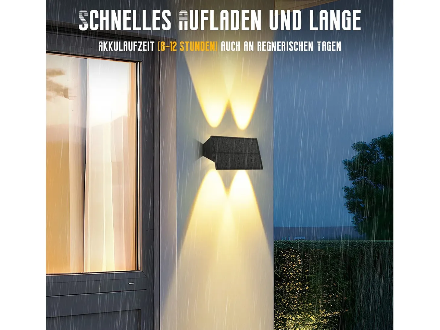 Lámparas solares NETTLIFE para exteriores - 4 apliques solares de pared para exteriores, luz blanca cálida