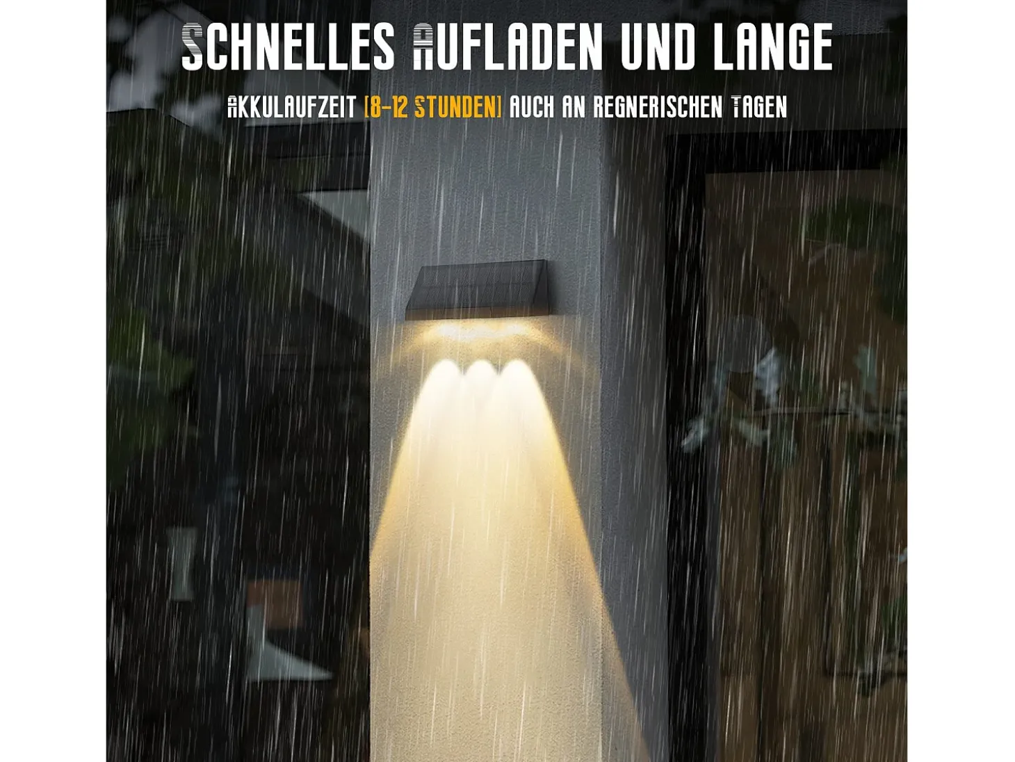 Lámparas solares NETTLIFE para exteriores - Aplique solar de pared para exteriores luces LED de pared para exteriores blanco cálido de 3000 K 2 modos