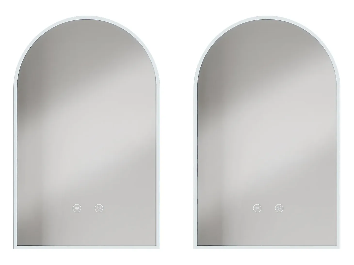Lote de 2 espejos de baño en arco antivaho con luces LED, Ancho 50 cm, ARCADI