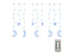 Luces estrella y luna 138 LEDs azul con control remoto