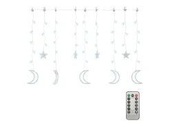 Luces estrella y luna 138 LEDs blanco frío con control remoto