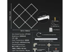 Luzes de Garage SucceBuy Cuadradas a LED 22 000 lm 5 Rejas para Iluminación de Detalle de Auto