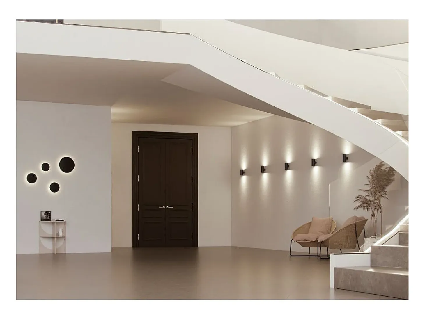 Mac Wall XL Corten - Aplique de pared LED de 20 W con interruptor CCT 2700K/3200K/4000K en aluminio, aplique de pared de 360 grados - Beneito & Faure
