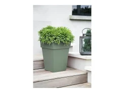 Maceta cuadrada de media altura - 39 x 39 x 53 cm - 51 L - Verde laurel