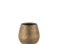 Maceta irregular rugoso cerámica oro Alt. 18 cm