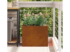 Maceta para Jardín | Jardinera | Macetero Marrón 50 x 32 x 40 cm Acero Envejecido