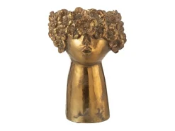 Macetero cara en polirresina dorado 18*16.5*27.5 cm