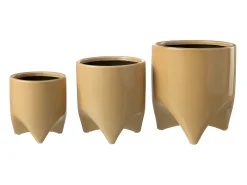 Macetero de cerámica beige de 15x15x17 cm