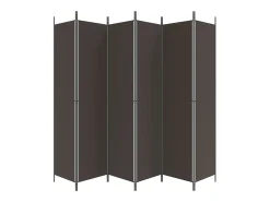 Mampara divisoria 6 paneles Marrón 300x220 cm Tela