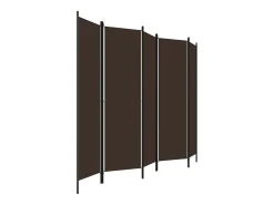 Mampara divisoria de 5 paneles Marrón 250x180 cm