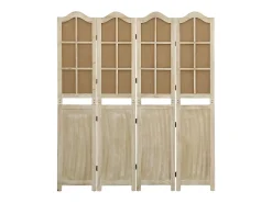 Mampara divisoria de 4 paneles Marrón 140x165 cm Tela
