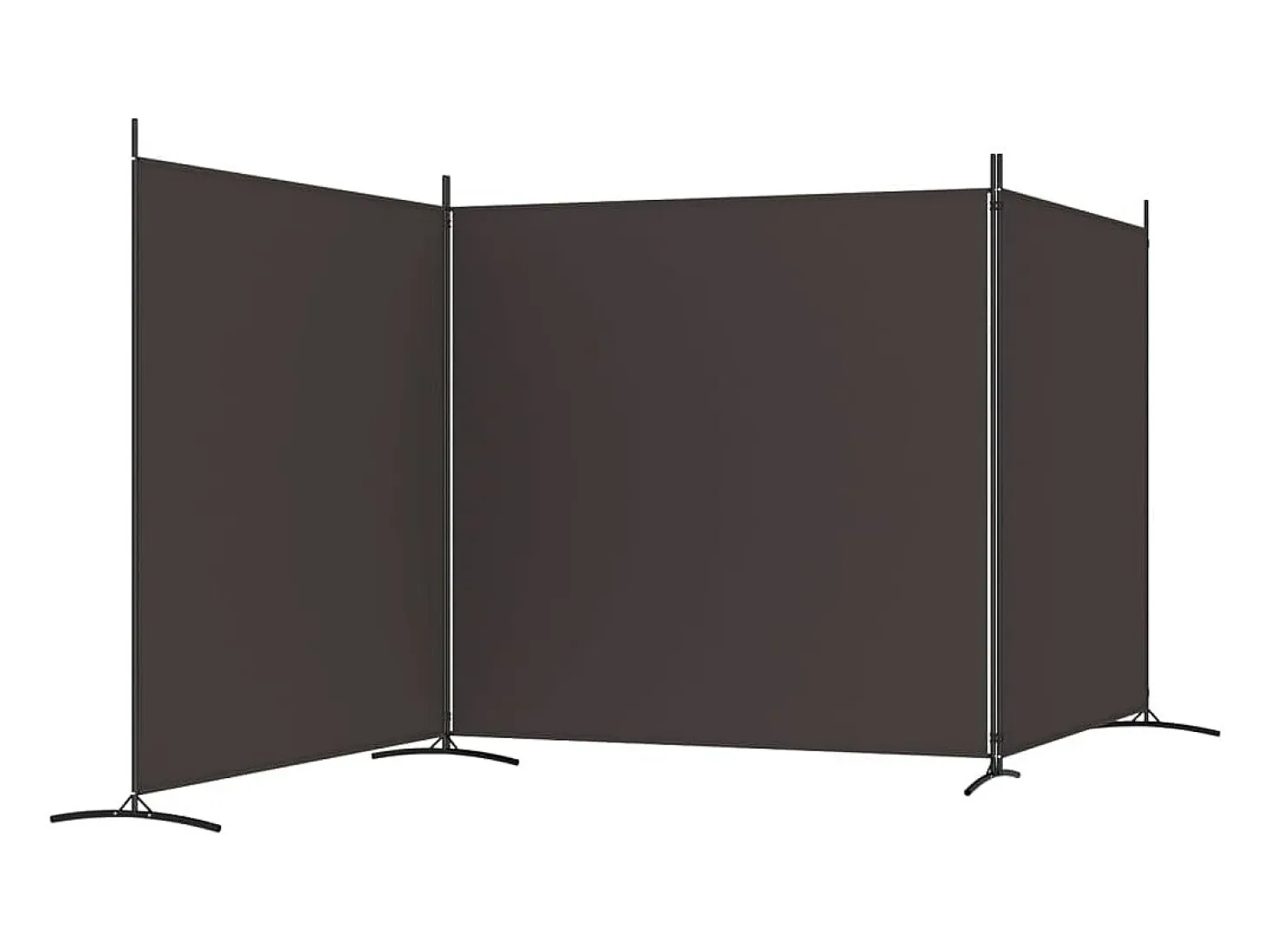 Mampara divisoria de 3 paneles Marrón 525x180 cm Tela