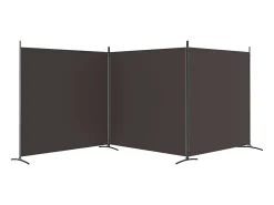 Mampara divisoria de 3 paneles Marrón 525x180 cm Tela