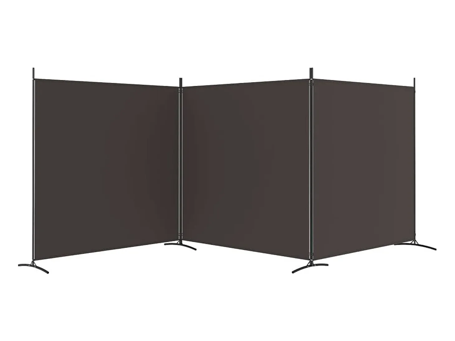 Mampara divisoria de 3 paneles Marrón 525x180 cm Tela