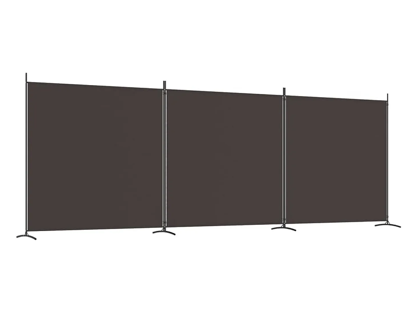 Mampara divisoria de 3 paneles Marrón 525x180 cm Tela