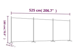Mampara divisoria de 3 paneles Marrón 525x180 cm Tela