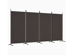 Mampara divisoria de 4 paneles Marrón 346x180 cm Tela