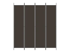 Mampara divisoria de 4 paneles Marrón 200x220 cm Tela