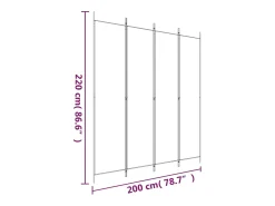 Mampara divisoria de 4 paneles Marrón 200x220 cm Tela