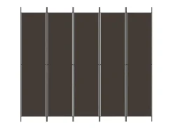 Mampara divisoria de 5 paneles Marrón 250x220 cm Tela